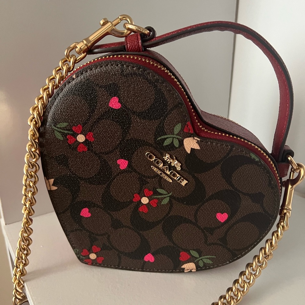 Coach Heart Crossbody With Heart Petal Print, Like New. Only used twice